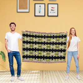 Golden Yellow Ornamental Stripe Seamless Pattern Deken