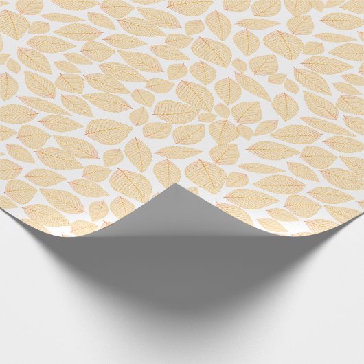Golden Yellow over White Leaf Pattern Cadeaupapier (Hoek)
