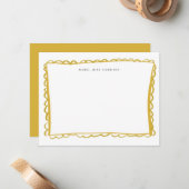 Golden Yellow Painted Scallop persoonlijke naam Notitiekaartje (Voorkant / Achterkant in situ)