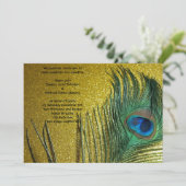 Golden Yellow Peacock Wedding Kaart (Staand voorkant)