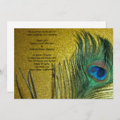Golden Yellow Peacock Wedding Kaart (Voorkant / Achterkant)