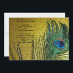 Golden Yellow Peacock Wedding Kaart<br><div class="desc">Gebruik deze geweldige peafowl trouwuitnodigingen om je vrienden en familie uit te nodigen voor je bruiloft. Dit vreugdevetherontwerp op je kaarten zal een speciale aanraking toevoegen aan je pauw-bruiloft. Dit leven heeft een glitterige gouden gele achtergrond. De kleuren van de pauw-veer zijn levendig en zijn opmerkelijk tegen het goud. Elke...</div>