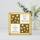 Golden Yellow Polka Dot Birthday Party Kaart (Staand voorkant)