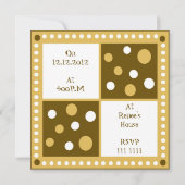 Golden Yellow Polka Dot Birthday Party Kaart (Achterkant)