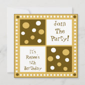 Golden Yellow Polka Dot Birthday Party Kaart (Voorkant)
