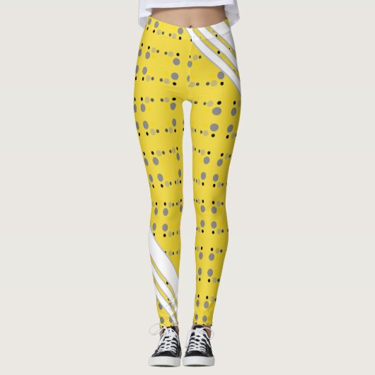 Golden Yellow Polka Dot Dames Leggings (Voorkant)