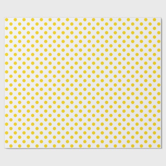 Golden Yellow Polka Dot op White Medium Space Cadeaupapier (Vlak)