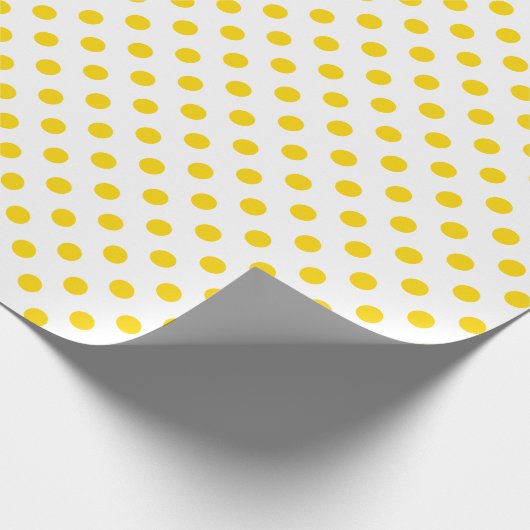 Golden Yellow Polka Dot op White Medium Space Cadeaupapier (Hoek)