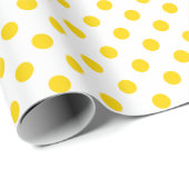 Golden Yellow Polka Dot op White Medium Space Cadeaupapier (Rol Hoek)