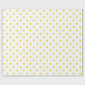 Golden Yellow Polka Dot op witte grote ruimte Cadeaupapier (Vlak)