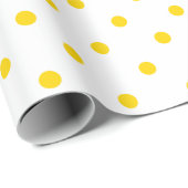 Golden Yellow Polka Dot op witte grote ruimte Cadeaupapier (Rol Hoek)