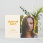 Golden Yellow Retro Eenvoud Foto Afstuderen Aankondiging (Staand voorkant)