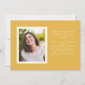 Golden Yellow Retro Eenvoud Foto Afstuderen Aankondiging (Achterkant)