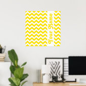 Golden Yellow Safari Chevron met aangepaste tekst Poster (Thuiskantoor)