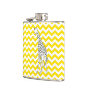 Golden Yellow Safari Chevron met Pop Art Giraffe Heupfles (Links)