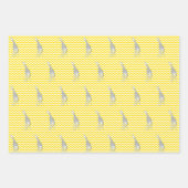 Golden Yellow Safari Chevron met Pop Art Giraffe Inpakpapier Vel (Voorkant 3)