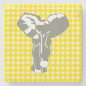 Golden Yellow Safari Dot met Pop Art Elephant Stenen Onderzetter (Voorkant)