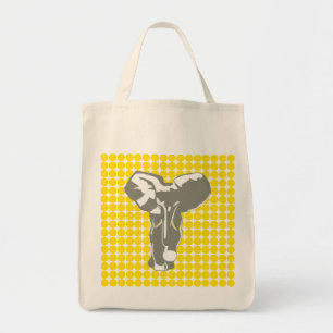 Golden Yellow Safari Dot met Pop Art Elephant Tote Bag