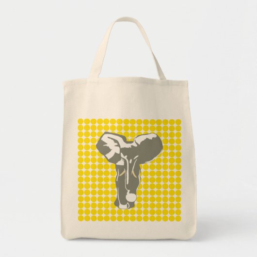 Golden Yellow Safari Dot met Pop Art Elephant Tote Bag (Voorkant)