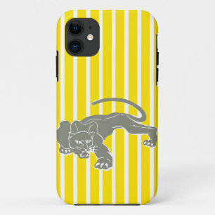 Golden Yellow Safari Stripe met luipaard iPhone 11 Hoesje