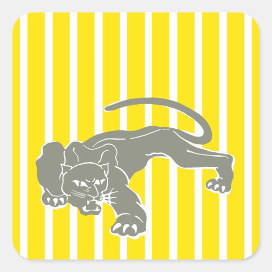 Golden Yellow Safari Stripe met luipaard Vierkante Sticker (Voorkant)