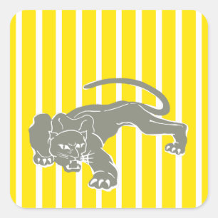 Golden Yellow Safari Stripe met luipaard Vierkante Sticker