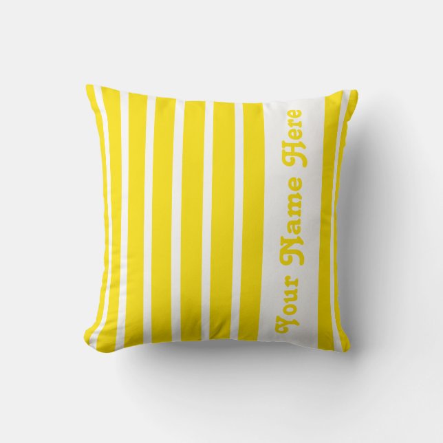Golden Yellow Safari Stripe Pillow met naam Kussen (Voorkant)