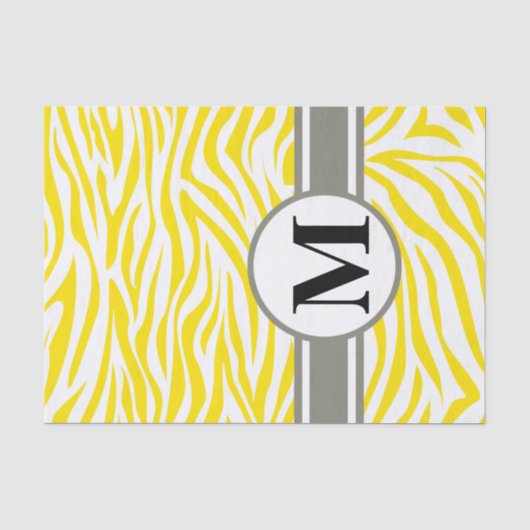 Golden Yellow Safari Zebra met monogram Tissuepapier (Voorkant)