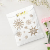 Golden Yellow Snowflake Shapes Bedankzakje (Gezegeld)
