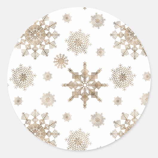 Golden Yellow Snowflake Shapes Ronde Sticker (Voorkant)