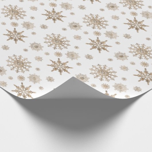 Golden Yellow Snowflakes Patroon Cadeaupapier (Hoek)