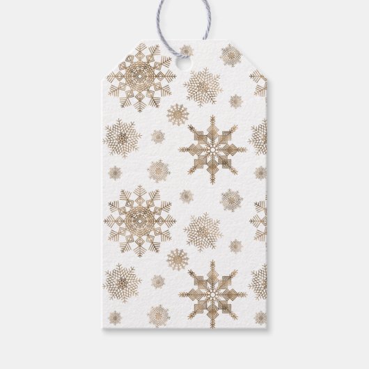 Golden Yellow Snowflakes Patroon & Custom Text Gif Cadeaulabel (Voorkant)