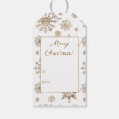 Golden Yellow Snowflakes Patroon & Custom Text Gif Cadeaulabel (Achterkant)