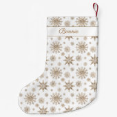 Golden Yellow Snowflakes Patroon en aangepaste naa Kleine Kerstsok (Achterkant)