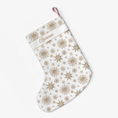 Golden Yellow Snowflakes Patroon en aangepaste naa Kleine Kerstsok (Achterkant (Hangend))