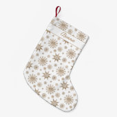 Golden Yellow Snowflakes Patroon en aangepaste naa Kleine Kerstsok (Voorkant (Hangend))