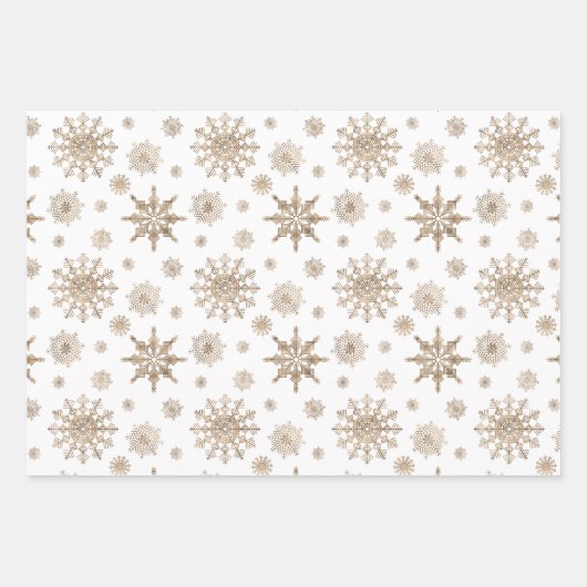 Golden Yellow Snowflakes Patroon Inpakpapier Vel (Voorkant 2)