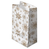 Golden Yellow Snowflakes Patroon Klein Cadeauzakje (Voorkant Gekanteld)