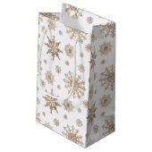 Golden Yellow Snowflakes Patroon Klein Cadeauzakje (Achterkant Gekanteld)