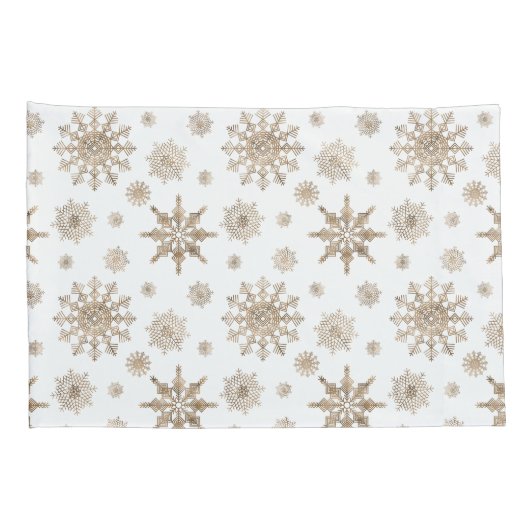 Golden Yellow Snowflakes Patroon Kussensloop (Achterkant-Rechts)