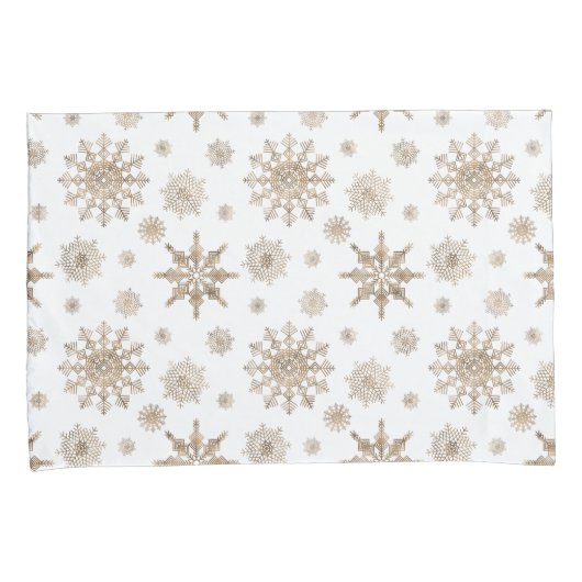 Golden Yellow Snowflakes Patroon Kussensloop (Voorkant-Rechts)