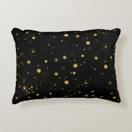 Golden Yellow Stars Black Night Sky Accent Kussen