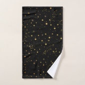 Golden Yellow Stars Black Night Sky Bad Handdoek (Handdoek)