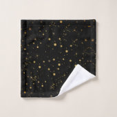 Golden Yellow Stars Black Night Sky Bad Handdoek (Wasdoekje)