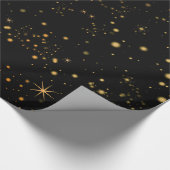 Golden Yellow Stars Black Night Sky Cadeaupapier (Hoek)