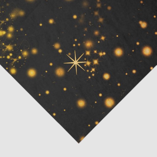 Golden Yellow Stars Black Night  Tissuepapier (Detail)