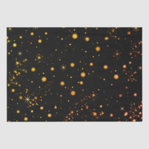 Golden Yellow Stars Black Night  Tissuepapier