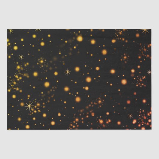 Golden Yellow Stars Black Night  Tissuepapier (Voorkant)