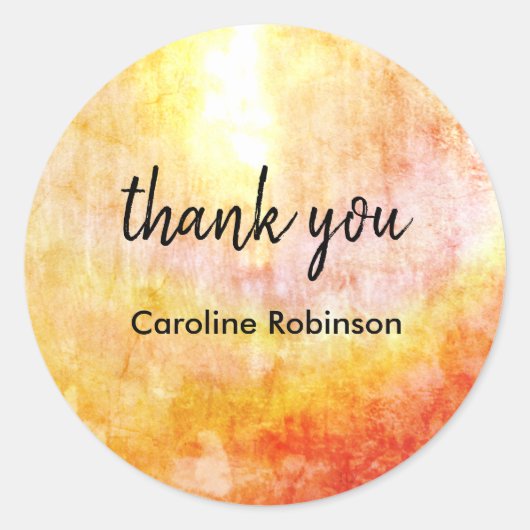 Golden Yellow Sun Bedankt Ronde Sticker (Voorkant)