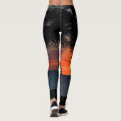 Golden Yellow Sunset Caribbean Palm Trees Leggings (Achterkant)